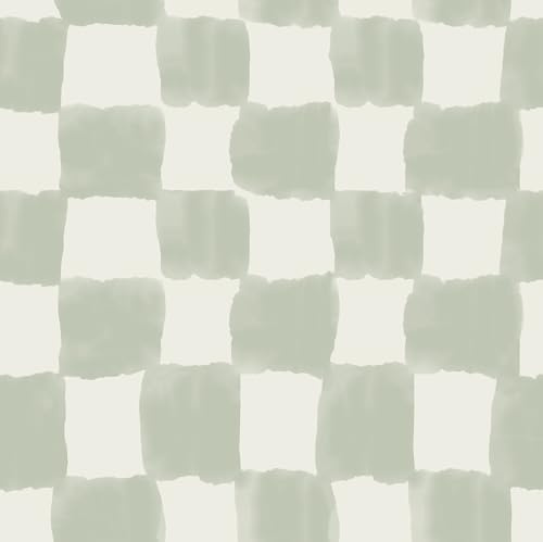 Mr. Kate RoomMates Tess Watercolor Checker Sage Green Peel and Stick Wallpaper, RMWS1316