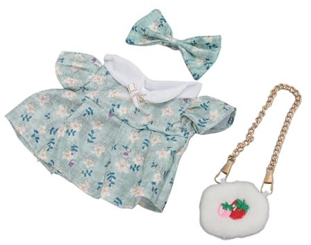 Stylebest Ropa de Muñeca de Lujosa, Corneta de Algodón y Tela de Tela 20 Cm Vestido de Muñecas de Felpa con Bolso de Fresa para Niña Juguete (2)
