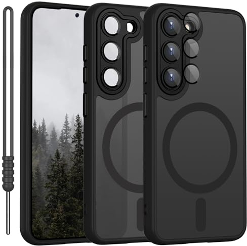 YUANDMI för Samsung Galaxy S23 Plus fodral kompatibelt med MagSafe, mobiltelefonfodral för Samsung Galaxy S23 Plus magnetisk matt touch kameraskydd, halkfritt reptåligt skydd stötsäkert fodral matt
