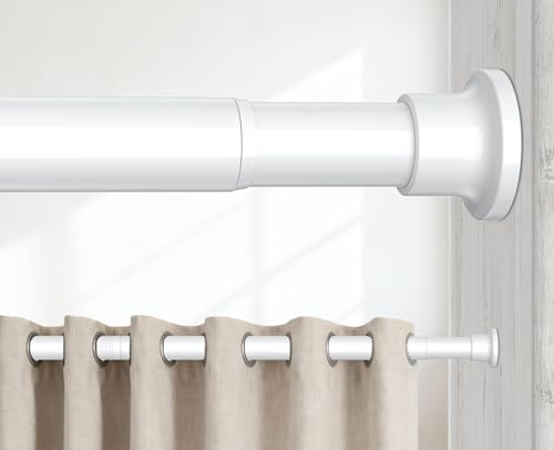 BSYXLSX Tension Rods for Curtains 102-215cm, White, No Drill, Adjustable, Extendable Shower Curtain Pole – Ideal for Bathroom, Window, Door Curtains & Wardrobe