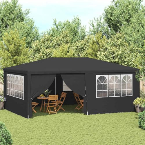 Professionelles Partyzelt mit Seitenwänden 4x6 Meter in Anthrazit, 90 g/m² UV- und wasserbeständiges Gartenzelt mit Stahlrahmen für stabile Festzelte und Outdoor-Events,