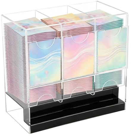 Booster Pack Distributeur 3 Emplacements Acrylique Présentoir Protecteur | Boîte de rangement à trois emplacements pour cartes à collectionner - Organisateur de rangement - Distributeur de protection