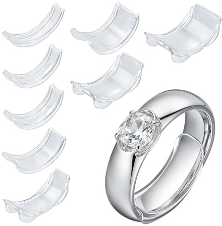 Desenda 8PCS Ring Size Adjuster for Loose Rings, Fits Bands Width to 1-8 mm | Ring Adjuster Clips Set, Invisible Rings Spacer Reducer for Women and Men