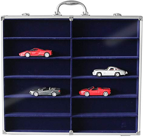 SAFE 5775 Vitrine de collection en aluminium I 12 compartiments 235 x 64 x 64 mm | 2 serrures | Montage mural | Pour minéraux, chemins de fer, modèles réduits de voitures