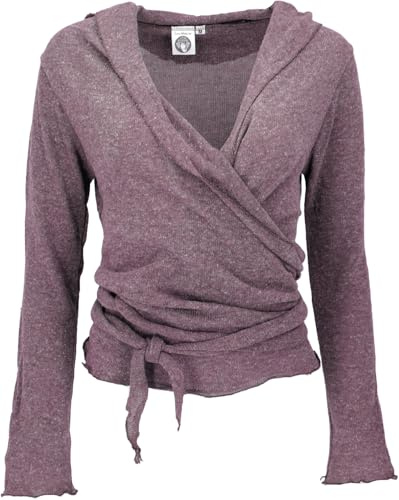 GURU SHOP Camiseta envolvente, jersey de punto de algodón, chaqueta envolvente, para mujer, algodón, jersey, manga larga y sudaderas alternativas., altrosa, 38