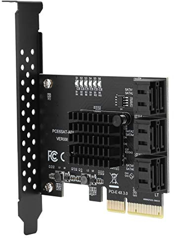 fasient1 PCIe SATA Card 6 Port,PCI-E to 6‑Port SATA3.0 Hard Disk Expansion Card 6G PCI‑E3.0 GEN3 4X Interface Hub Adapter SATA 3.0 PCIe Card for ASMedia ASM1166 Master