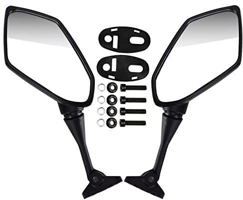 yctze pair motorbike side mirrors rearview wing for motorcycle aluminium rod abs shell glass black left right cbr600