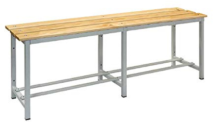 Megablok Banco Vestuario Desmontado. Estructura Metálica Gris - Asiento Madera Pino Barnizada. Dim: 472 mm x 1500 mm x 340 mm