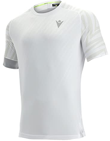 Macron Herren Padel Prime CB Pablo spielshirt, Weiß/Silber Print, XL