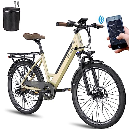 Fafrees F26 Pro [Oficial] Urban E Bike Mujer 26 Pulgadas con App, City Ebike 250W Bicicleta de montaña Hombre Bicicleta Eléctrica Pedelec 120 kg 36 V/14.5AH, Bicicleta Holandesa 25 km/h