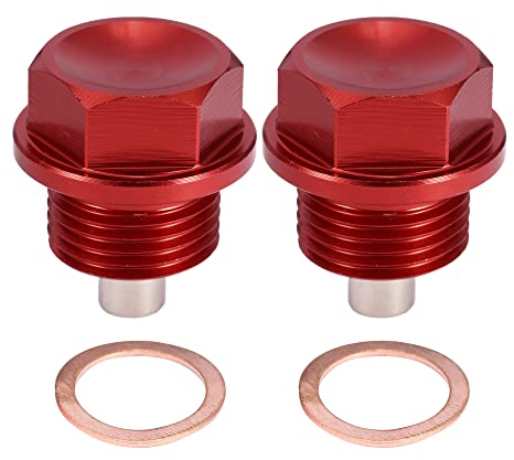 A ABSOPRO 2 Juegos M18x1.5 Tornillo Tapón Carter Drenaje Aceite Aleación con 2 Arandela Rojo