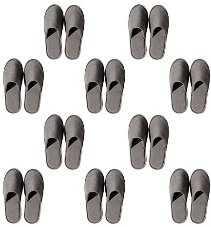 Teceyfeet 10 Paar Hotelslipper geschlossen Zehe Universalgröße Bequeme washable Einwegslipper aus 100% Baumwoll Hausschuhe Gästehausschuhe Rutschfester Sohle Slipper