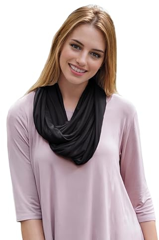 Lina & Lily Modal Premium Jersey Loop Schal für Damen Herren (Schwarz)