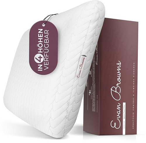 EVAN BROWNS® Nackenkissen Memory Foam - Nackenstützkissen 67x35x8,5 cm - Komfortables & ergonomisches Kopfkissen für Seiten-und Rückenschläfer - Orthopädisches Kissen - ideal für Bezüge 40x80cm