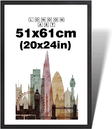 London Art 51x61cm Picture Poster Frame For Personalized Photos-Jigsaw Puzzle-Certificates- 20x24in Wall Picture Hanging Frames For Horizontal & Vertical Display Of Pictures (Black)