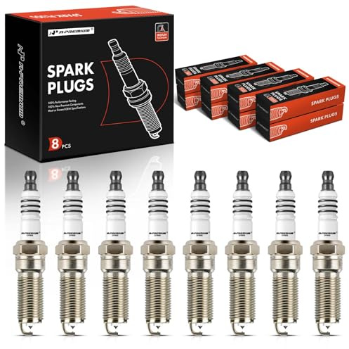 A-Premium Iridium Platinum Spark Plugs Compatible with Chevrolet Silverado 1500, 2500/3500 HD, Tahoe, Camaro, Suburban, Corvette & GMC Sierra 1500, Yukon, Yukon XL & Cadillac Escalade, Pack of 8
