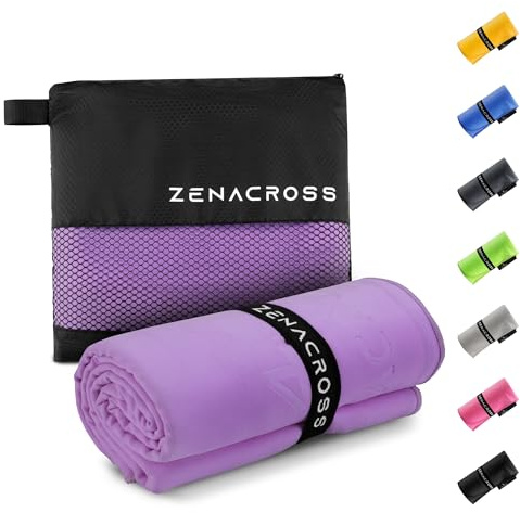 Zenacross Asciugamano Palestra 50x100cm con Borsa per il Trasporto - Asciugamano Microfibra a Rapida Asciugatura e Versatile - Telo Palestra Taglie M - Viola