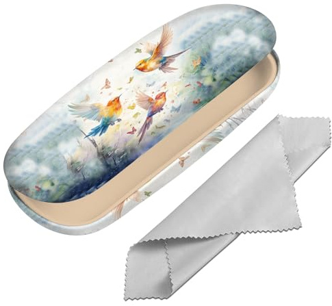 BHAHB Étui à lunettes,étui à lunettes rigide adapté aux lunettes de soleil et aux lunettes de vision,avec un chiffon de nettoyage,design épuré pour hommes,design épuré pour hommes (M29-Bird)