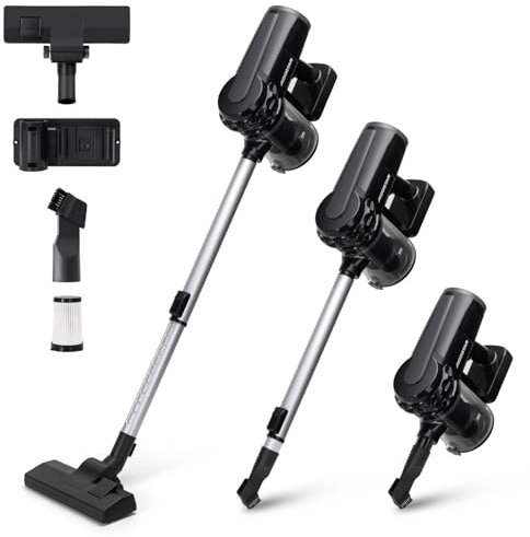 Aigostar Aspirateur Balai Sans Sac 4 en 1, Aspirateur Vertical Balai avec Fil, Léger Portable, Filtration HEPA