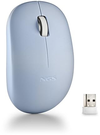 NGS Fog Pro Blue - Ratón Inalámbrico Óptico de 1000 dpi, Interfaz Nano USB, 2 Botones Silenciosos y Rueda de Desplazamiento, Plug and Play, Ambidiestros, Color Azul