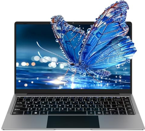 bvate 2025 Laptop 14 Zoll Win11 8GB+256GB SSD Unterstützung 1TB Notebook Celeron N4020 (bis 2.8GHz) 1920x1080p WiFi BT4.2 Deutscher Tastaturschutz und kabellose Maus-Grey-1