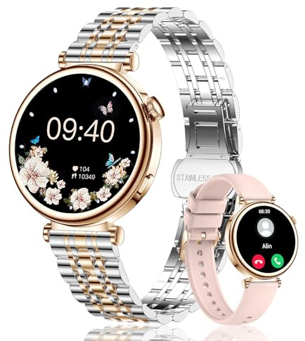 CIVO Smartwatch Damen Fitness Tracker: Rosegold Rund Fitnessuhr Wasserdicht IP67 - Smart Watch mit Telefonfunktion Bluetooth Kompatibel Android iOS