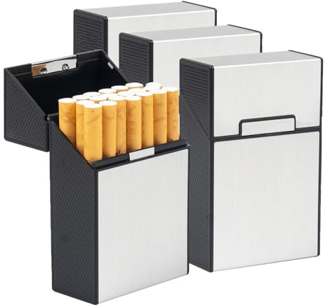 pitilleras ligeras, caja de cigarrillos de aluminio de metal, con cierre magnético abatible, para mujeres y hombres (plata 4)