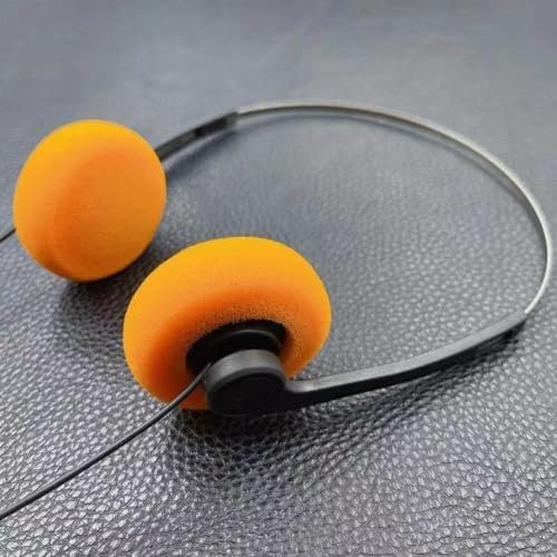 Audífonos de diadema retro de color naranja, auriculares estéreo de alta fidelidad, auriculares vintage Feelings, auriculares ligeros retro, para la mayoría de teléfonos móviles, reproducción de