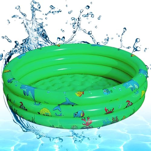 Piscine Gonflable Ronde, Piscine Pataugeoire, Baignoire Gonflable, Pataugeoire Gonflable Bebe (Ø 90 Vert)