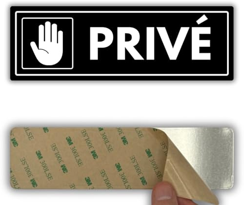 LEIASA | Panneau Privé - 7,5 x 23 cm - Épaisseur 2 mm - Acrylique - Plaque Zone Privée - Autocollant Haute Adhérence - (Priveé)