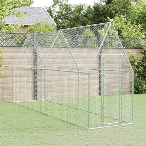 Gabbia per Galline Cm Recinto da Esterno per Polli, Galline, Anatre, Acciaio Galvanizzato con Ampia Sala Attività, Extra Sicurezza, Ideale per Uccelli, Conigli, Oche (400×100×190 cm)