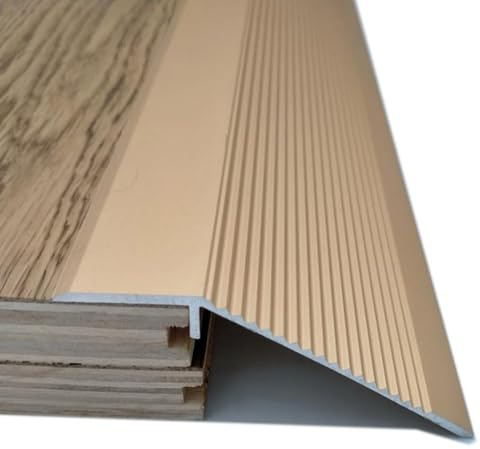 GOUZIBHD Övergångslist av aluminium, golvprofil, golvövergångsremsor, utjämningsprofil, övergångsprofil, tröskelreducerare för dörrrampplattor, laminatbrädor (färg: roséguld)