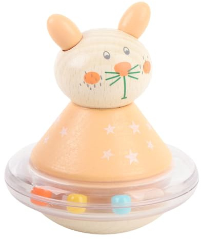 Eminchu Kvalitet Trä Baby Rattle Söt Djurdesign, Ljust Skarpt Ljud Skallra för Spädbarn 0-3, Upptäck Exploration Motor Skills Musical Sense