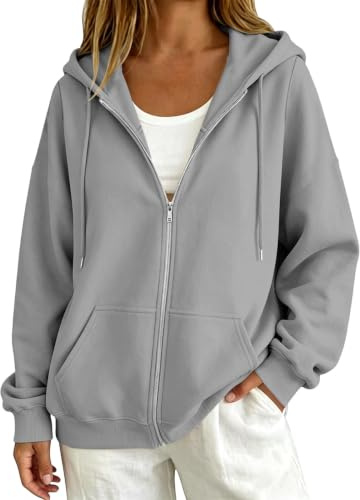 Hoodies for Women UK Oversized Plain Casual Sweatshirt Jacket with Pockets | Oversized Hoodie Zip Up Longline Sweatshirts Winter Jackets Trendy Casual Crewneck Pullover Fashion Clothing