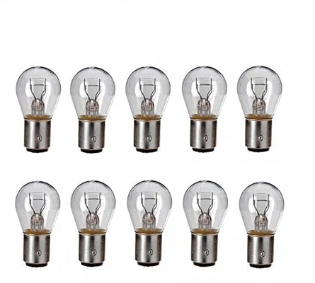 INION 10xStück P21/5W - BAY15d - 12V - 21/5W 2-Phasen Lampen Dual Sockel Auto KFZ Beleuchtung Glühlampe Birne Bremslichtlampe Nebelschlusslampe Rückfahrlicht Tagfahrlicht Soffitte