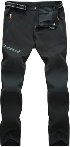 TACVASEN Waterproof Trousers Men Quick Dry Stretch Work Trouser Breathable Pants for Hiking Travel with Zip Pockets Black,34