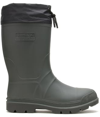 Kamik Forester Insulated Rubber Hunting Boots - Waterproof Insulated Boots for Men - Slip-Resistant Outsole for Hunting - Snow Shoes with Removable Liner - Mid-Calf Height - Khaki/Black - 9