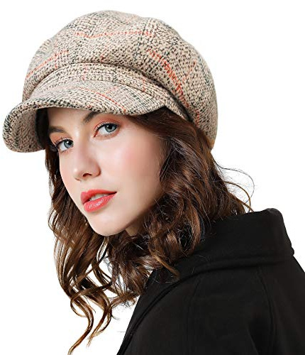 Superora Berretto Donna Invernale Inverno Cotone Cappello Berreti Motivo a Quadri Britannico Vintage (Colore 5, Taglia Unica)