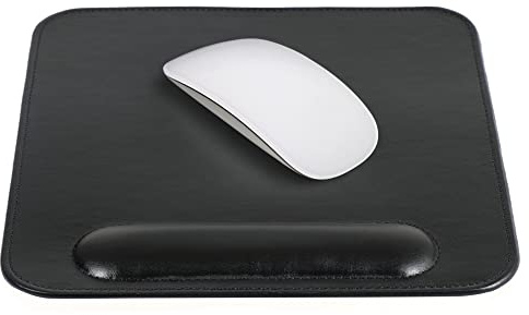 Londo Leather Mouse Pad with Wrist Rest - Ergonomic Desk Pad for Mouse & Trackpad - Non-Slip, Smooth Surface - 8.2 x 8.2
