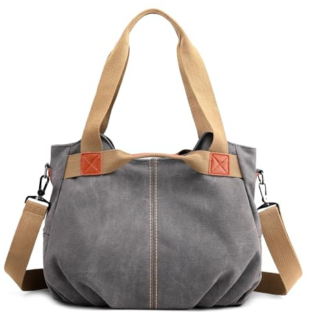 DIRRONA Bolso Bandolera Mujer de Lona, Bolso Multibolsillos de Gran Capacidad para Trabajo, Viaje y Uso Diario