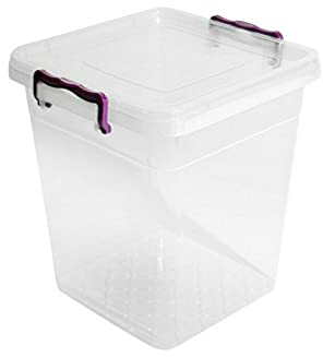 Asude Plastic Storage Box Boxes Lid Handles Food Container Home Kitchen Office Box UK, 10L Deep