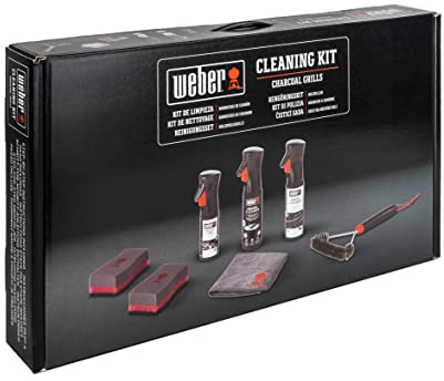 Weber Cleaning Set for Charcoal Grills, includes: 30cm grill brush, grill grate cleaner 300ml, enamel cleaner 300ml, non-stick spray 200ml, microfiber cloth & 2 cleaning sponges - (18285)