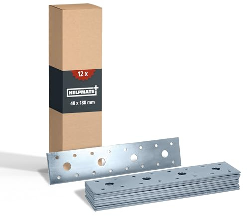 HELPMATE – 12 panneau perforé plats – 40x180 mm – Plaque perforée bois électro-galvanisé & passivé bleu – Equerre metal avec une excellente protection contre la corrosion