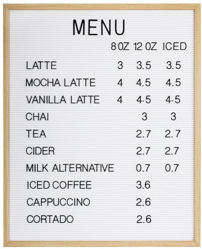24 x 30 Inch White Framed Menu Letter Board for Restaurants – Premium Felt Message Display Board with Letters – Wall Mounted Sign for Cafés, Bars, and Food Service Businesses
