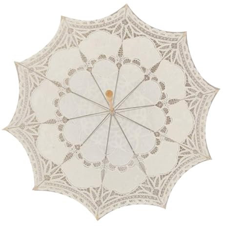 Hochzeits-Spitzenschirm, Vintage-Spitzenschirm, Weiße Spitze, Dekorativer Regenschirm, Hochzeit, Brautschirm, Stickerei, Braut-Sonnenschirm, (Beige Gelb, groß, 43 cm, Durchmesser
