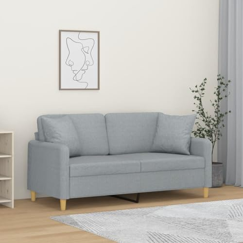 CIADAZ 2-sits soffa med kuddar Ljusgrått tyg 140 cm, vardagsrumssoffor, relaxsoffa - 3200909