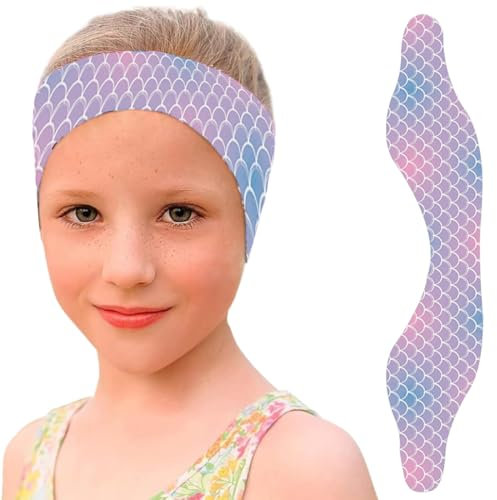 Schwimmen Stirnband Kinder，Ohrenschutz Schwimmen Kinder，Hohe Elastizität & Klettverschluss，Schwimmstirnbänder Kinder（Rosa，Skala）