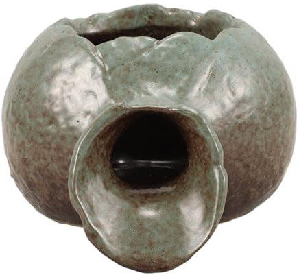 ORFOFE Waterfall Ceramic Jar Fountain Decor Small Vintage Green Water Feature for Fish Pond and Aquarium Indoor Outdoor Decorative Circulating Jar Oxygen Filter