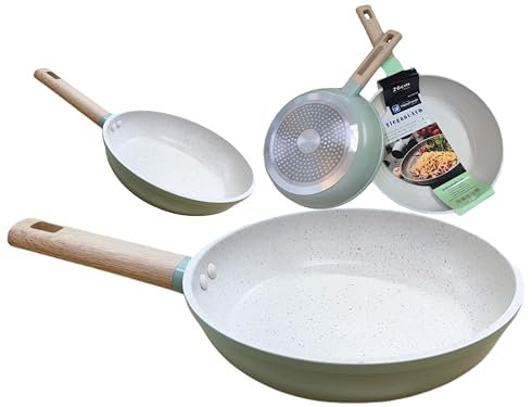 Sult&co - Set de 3 Sartenes Antiadherentes Libres de Pfoa sin Toxicos Rapida Inducción Vitroceramica y Gas (20 + 24 + 28 cm) Aluminio Fundido sin Teflon (20 + 24 + 28)