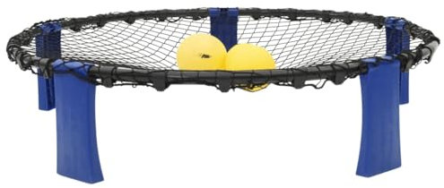 vidaXL Roundnet Set of 3 Balls and Extra Pump, Outdoor Games Set Includes Playing Net Competition Net, Roundnet Game Set for Beach Park and Indoor